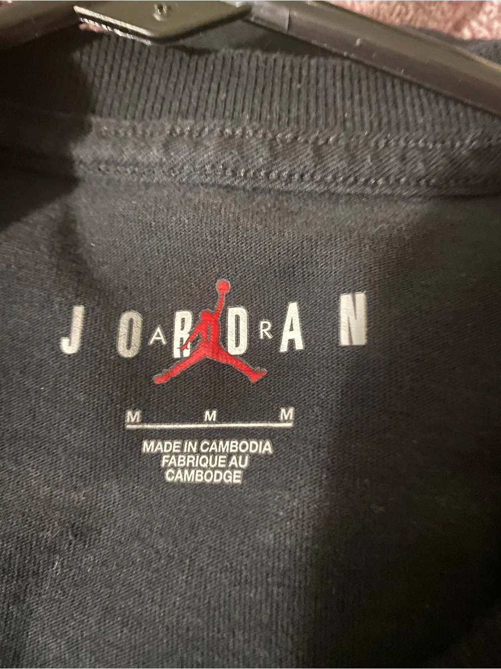 Jordan Black Short Sleeve Tee with Red Jumpman and White Lettering